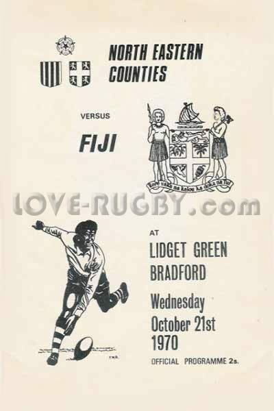 1970 North Eastern Counties v Fiji  Rugby Programme
